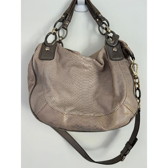 Coach Snakeskin Embossed Satchel, Gray Sage Python Print - Picture 5 of 11